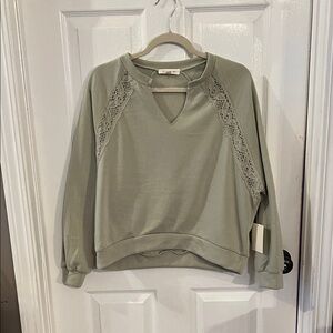 Olive Green Lace Detail Sweatshirt